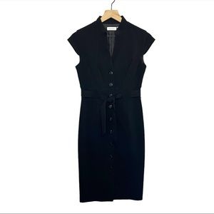 Calvin Klein Cap Sleeve Tie Button Dress in Black 4